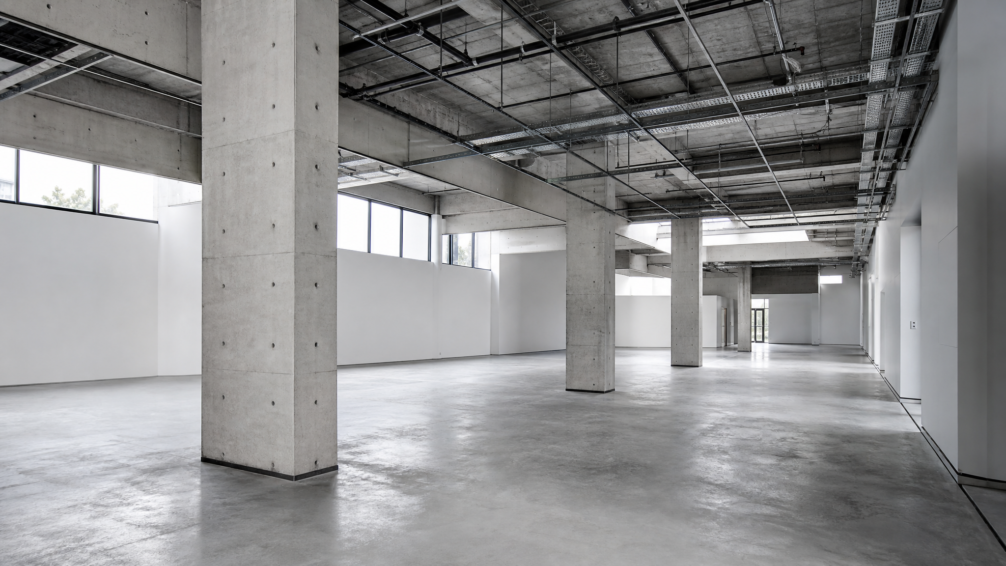 Raw industrial concrete venue for Paris Fashion Week shows — lieu industriel brut pour défilés Paris
